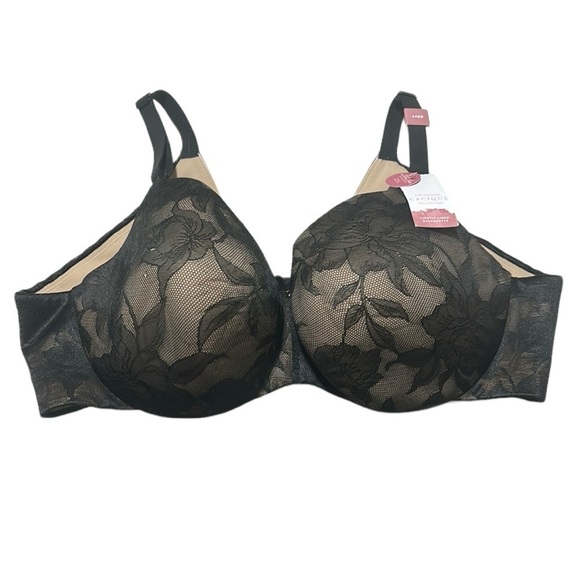 Cacique Invisible Back Smoother Bra Lightly lined, black Size 44DD NWT - Picture 1 of 8